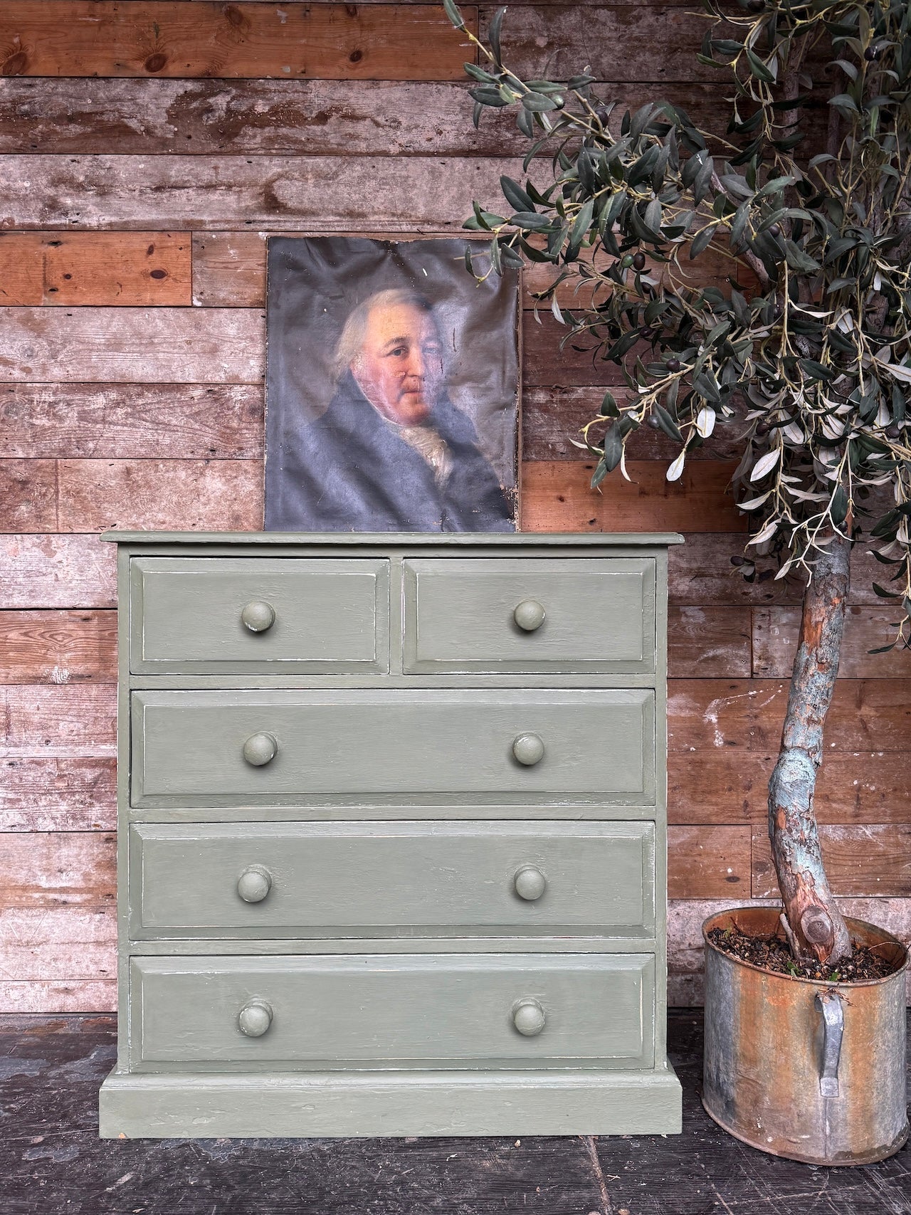 Rustic vintage pine chest of drawers