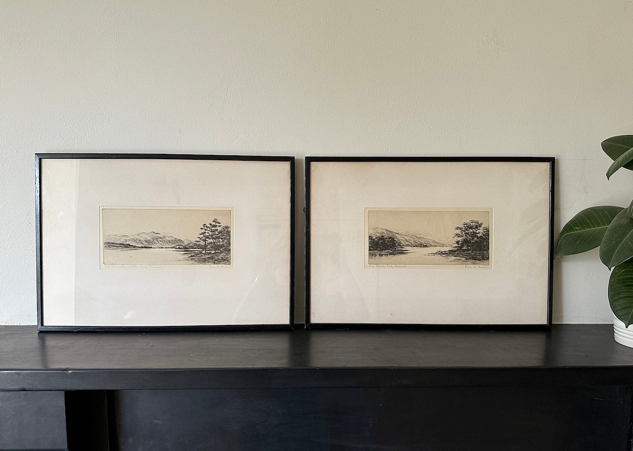Pair of framed Scottish etchings by Ivan M. Garden