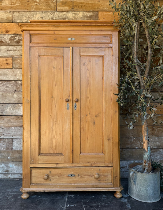 Victorian pine child's wardrobe / cloaks cupboard