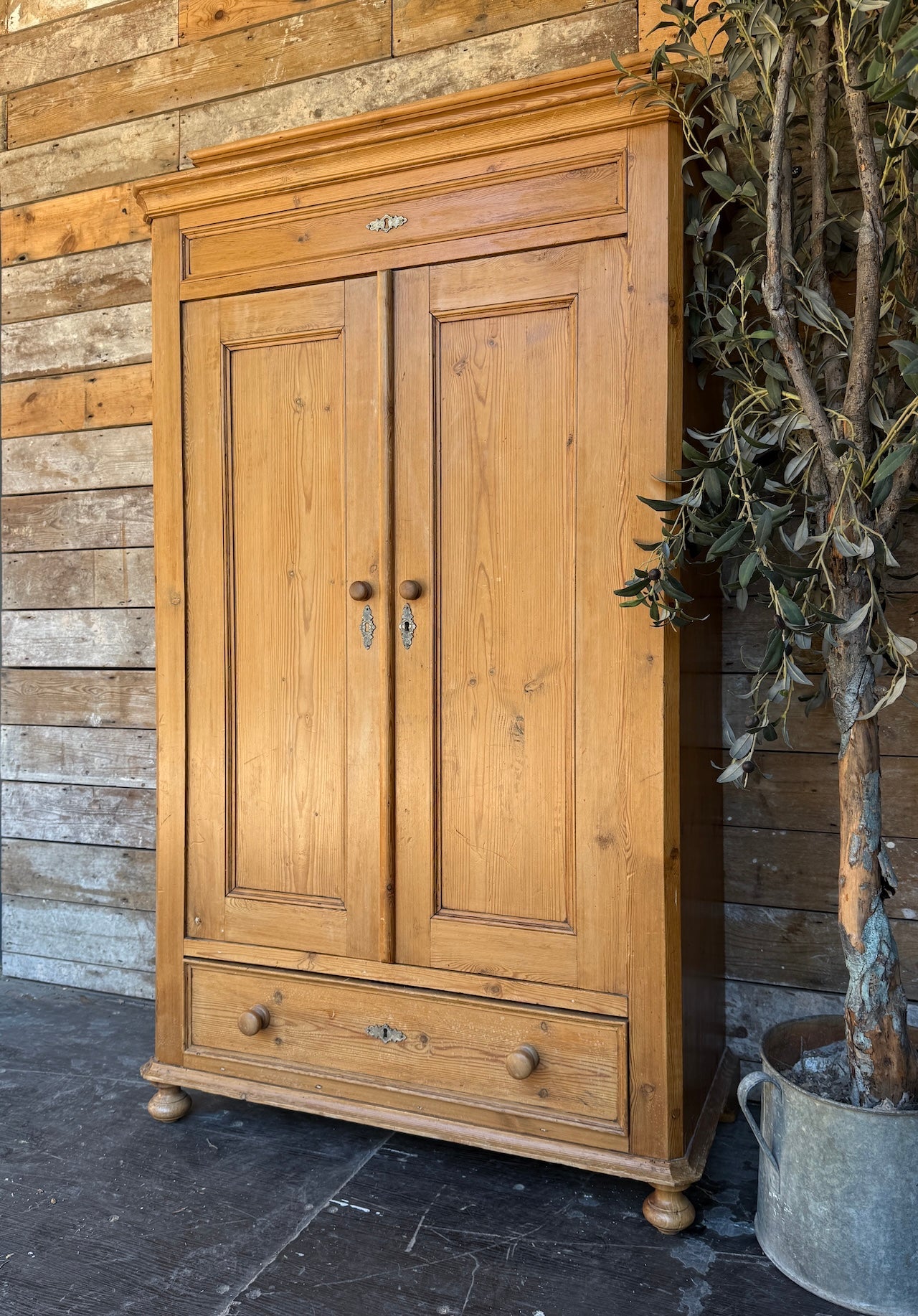 Victorian pine child's wardrobe / cloaks cupboard