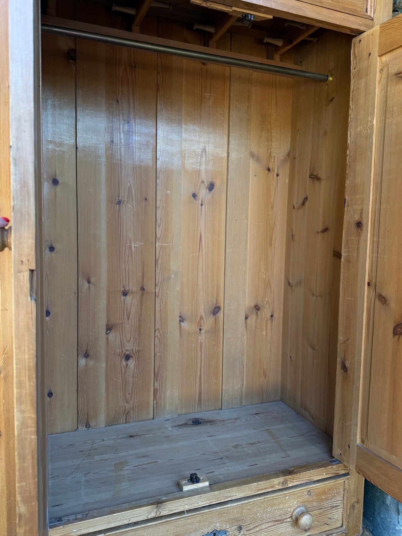 Victorian pine child's wardrobe / cloaks cupboard