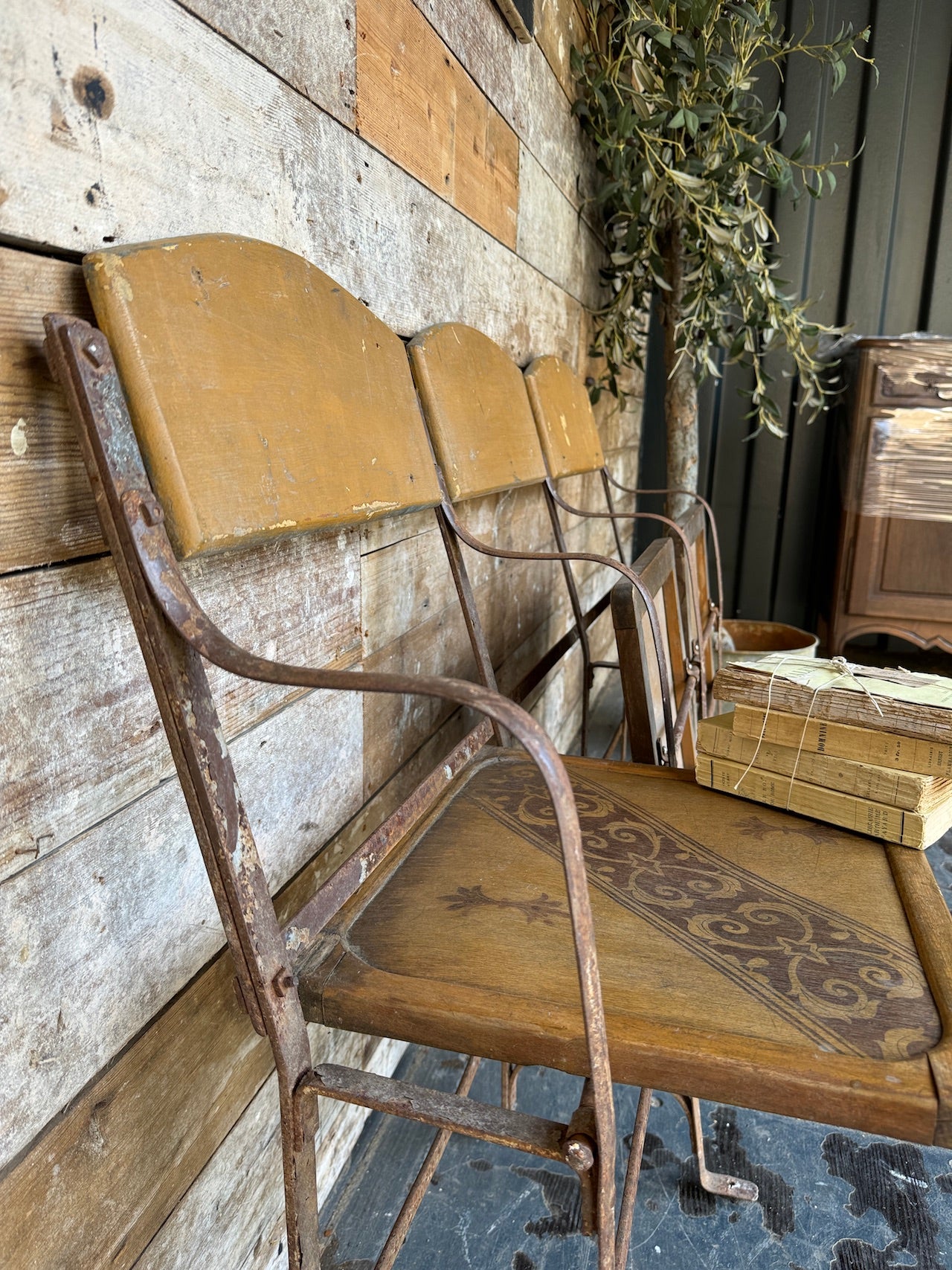 Vintage French flip up cinema seats