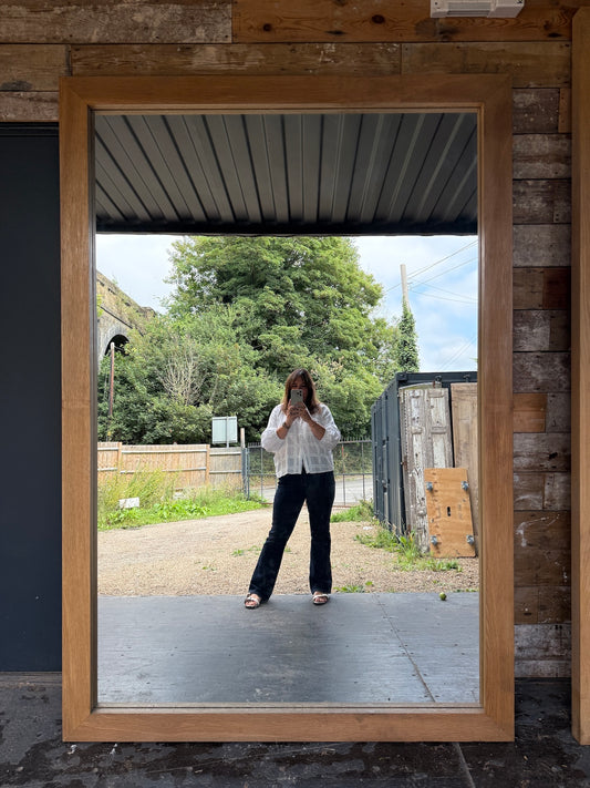 Huge Oak Leaner Mirror
