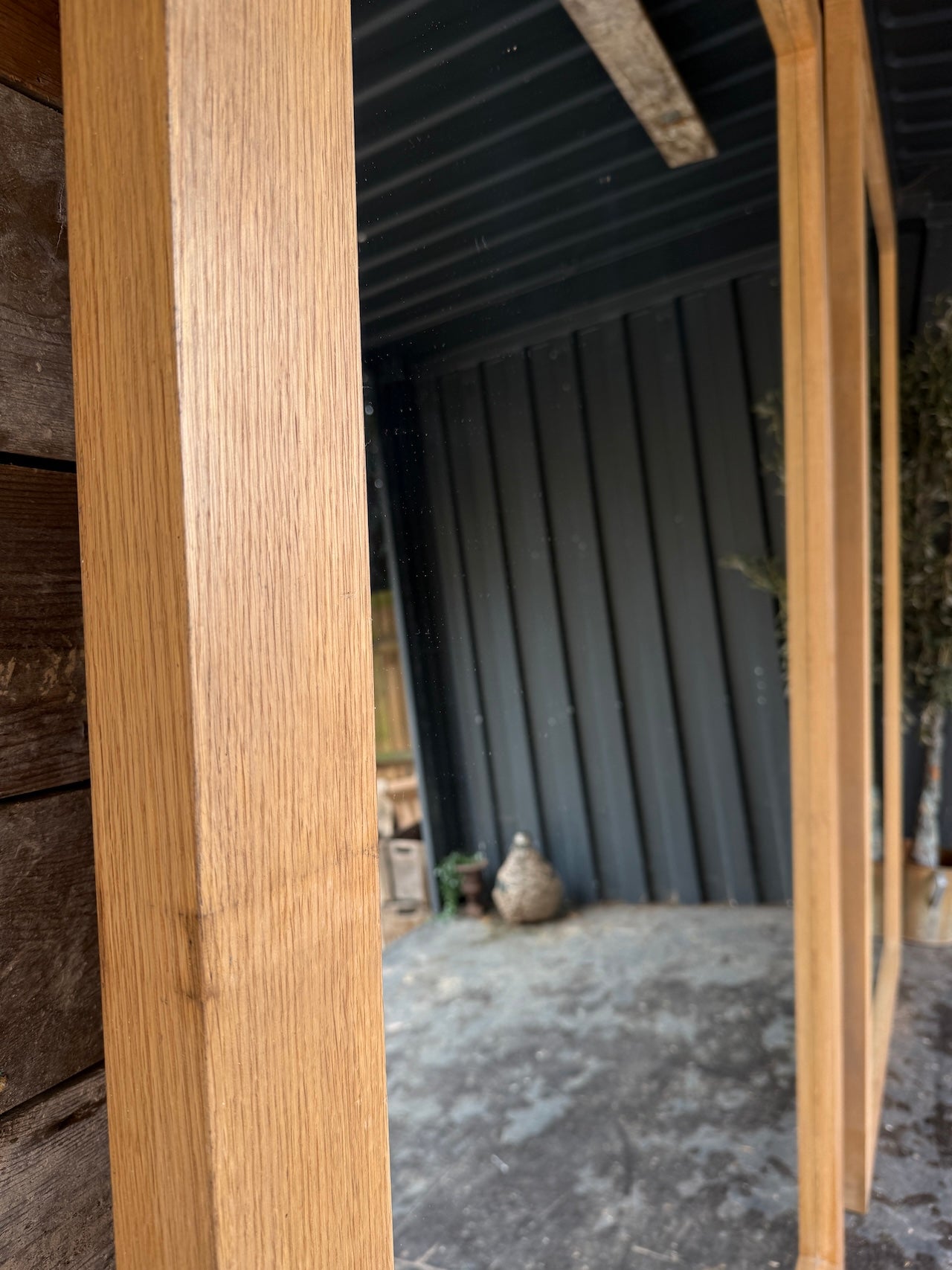 Huge Oak Leaner Mirror