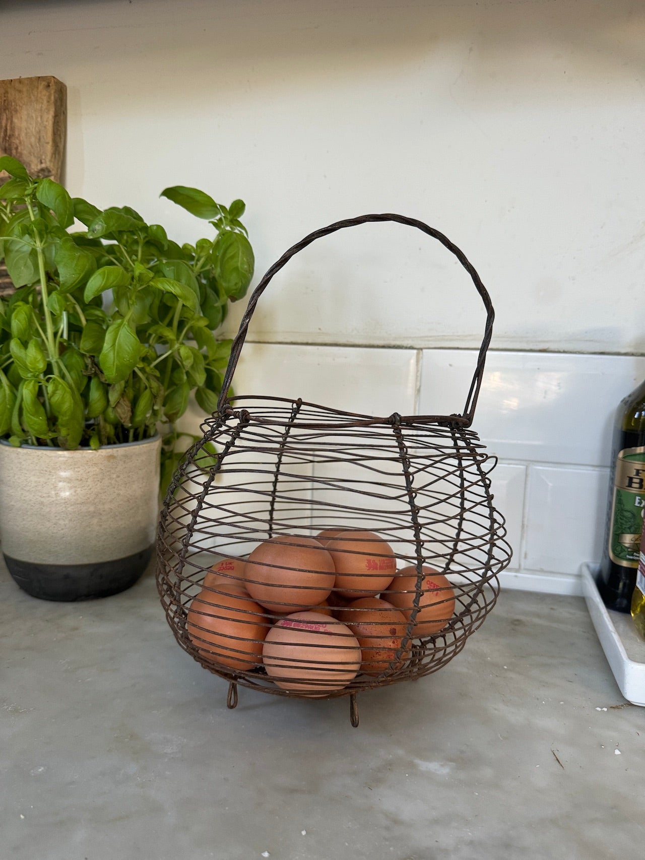 Vintage French egg basket