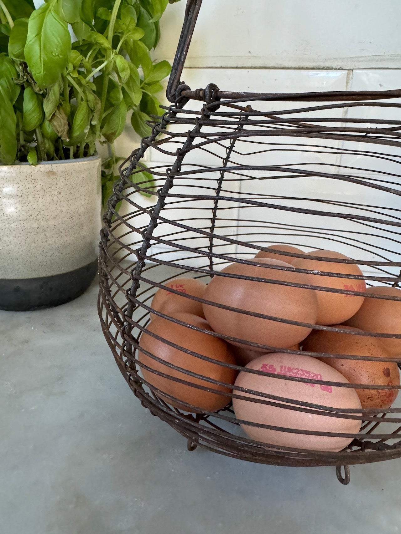 Vintage French egg basket