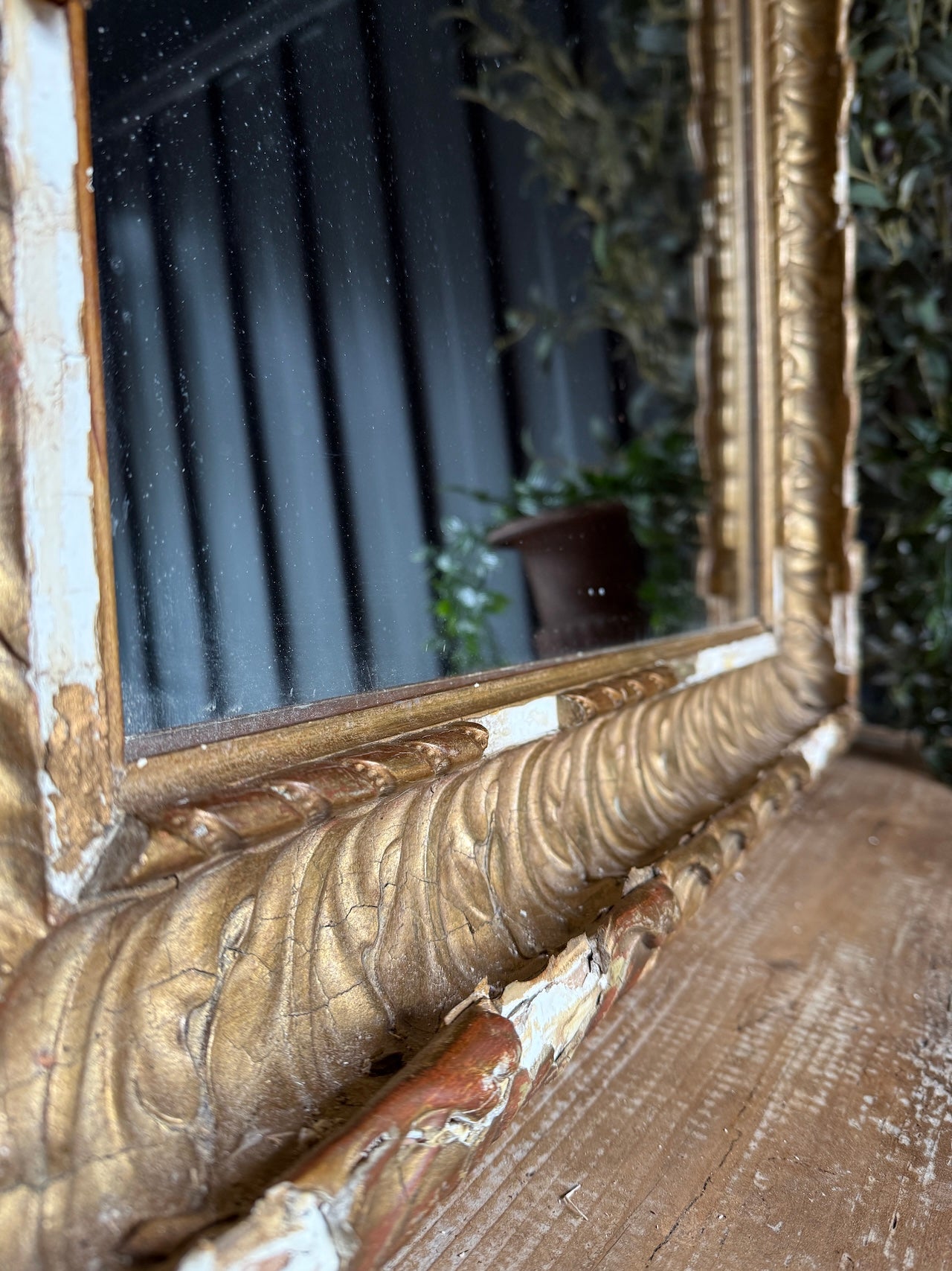 Foxed French gilt mirror