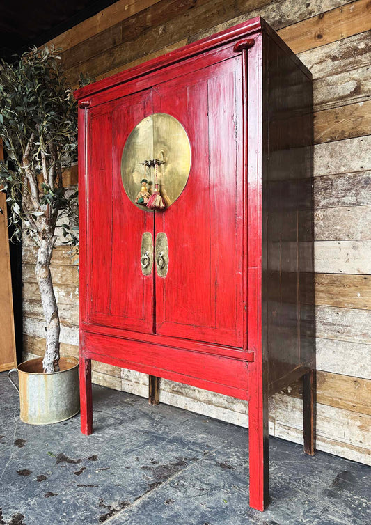 Lacquered Chinese Marriage Cupboard